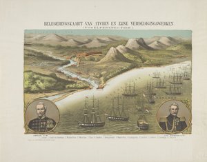 Vista di Atjeh durante la Seconda Spedizione di Atjeh, 1873-1874 (Mappa d