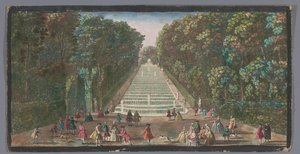 Vista delle cascate del giardino del Château de Marly da Anonymous