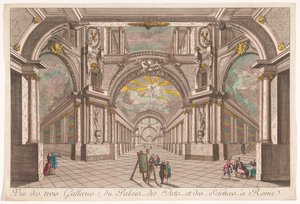 Vista delle tre gallerie del Palazzo delle Arti e delle Scienze a Roma da Anonymous