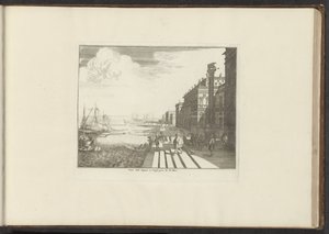 Vista su una banchina a Venezia con il leone di San Marco su una colonna