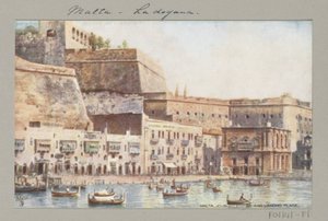 Vista della costa di Malta con molo e dogana da Anonymous