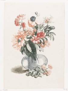 Vaso di vetro con diversi fiori e un girasole da Anonymous
