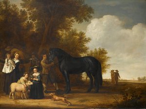 Ritratto di gruppo in un paesaggio (Una festa all