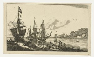 Porto con velieri e marinai sul molo