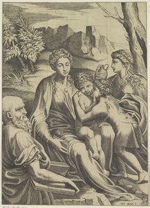 Sacra Famiglia con il giovane Giovanni Battista e Maria Maddalena da Anonymous