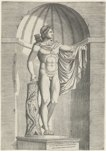 Statua classica di Apollo Belvedere in una nicchia da Anonymous