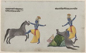 Krishna combatte con il demone cavallo Keshi