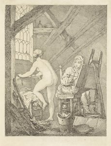 Artista dipinge un modello nudo