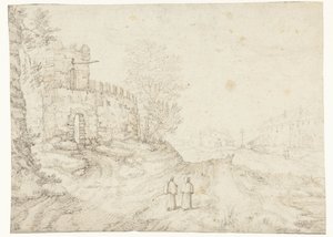Strada di campagna lungo il muro della città e il monastero da Anonymous