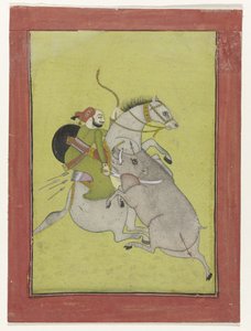 Maharao Umed Singh di Bundi che uccide un cinghiale