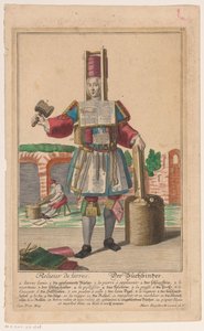 Uomo con un costume di attrezzi da rilegatore