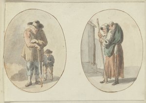 Uomo con bambino e donna con bambino sulla schiena