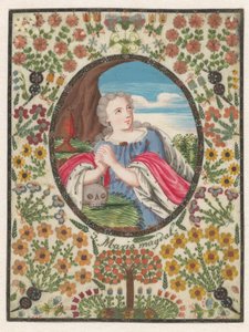 Maria Maddalena in ovale con bordo di fiori