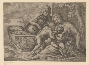 Maria con il Bambino Gesù, Giovanni Battista ed Elisabetta da Anonymous