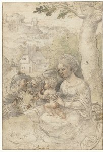 Maria con bambino, Giuseppe ascolta un angelo da Anonymous
