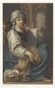 Ragazza con una tavola di lettura da Anonymous