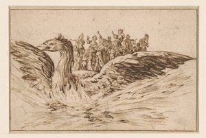 Musicisti sul dorso di un grande uccello da Anonymous