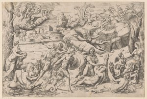 Rappresentazione mitologica con una donna addormentata da Anonymous