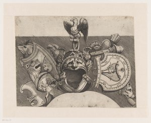 Ornamento con elmo, scudo, aquila e leone da Anonymous