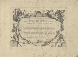 Cartiglio ornamentale con dedica al pittore Francesco Crescenzi da Anonymous