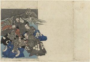 Raikō e i suoi vassalli intorno a una tavola di go (Raikō e il ragno di terra) da Anonymous