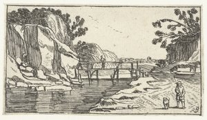 Paesaggio roccioso con sentiero lungo il fiume (serie: Paesaggi secondo Esaias van de Velde) da Anonymous