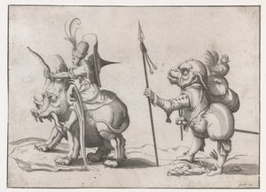Cavaliere su un mostro simile a un elefante da Anonymous