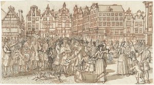 Creditore e povero, 1720 (Het Groote Tafereel der Dwaasheid) da Anonymous