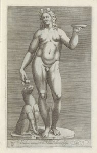 Scultura di Bacco e un cane