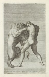 Scultura di Ercole in lotta con il leone Nemeo da Anonymous