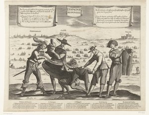 Caricatura degli spagnoli dopo la perdita di Breda, Thionville, Perpignano, Portogallo e Catalogna, 1643 da Anonymous