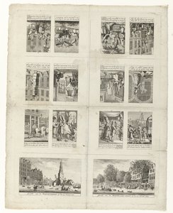 Caricature della moda e due vedute di Amsterdam durante le inondazioni del 1775 da Anonymous