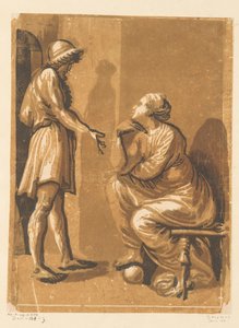 Uomo in piedi e donna seduta da Anonymous