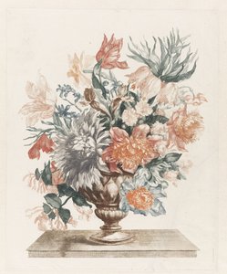 Vaso di pietra con fiori su un plateau da Anonymous