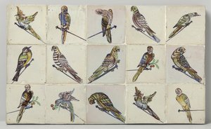 Tile Panel with Birds Perched on Nails
