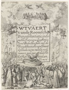 Titelprent voor het pamflet Wtvaert vande Roomsche Transubstantiatie, 1612