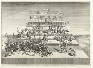 Rappresentazione teatrale sulla guerra e la pace; ingresso di Ferdinando a Gand nel 1635