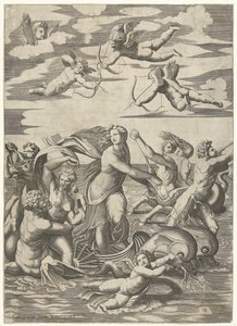 Trionfo di Galatea con tritoni e nereidi e putti da Anonymous