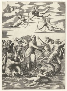 Trionfo di Galatea con tritoni e nereidi e putti da Anonymous