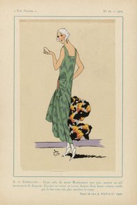 Très Parisien, 1923, No 10: 9. - EMERAUDE. - Questa veste di moire Rinascimento... da Anonymous