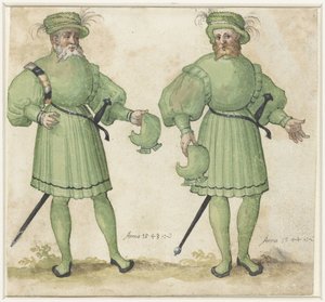Due cortigiani in abiti verde chiaro da Anonymous