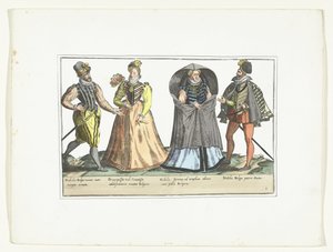 Due uomini e due donne vestiti secondo la moda nei Paesi Bassi, ca. 1580 da Anonymous