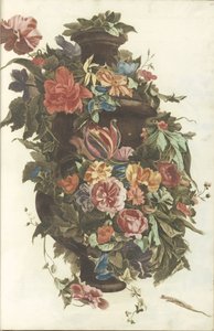 Vaso circondato da ghirlanda di fiori da Anonymous