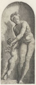 Venere e Amore in piedi in una nicchia da Anonymous