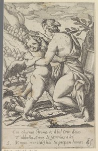 Venere pettina i capelli di Amore da Anonymous