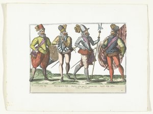 Quattro militari spagnoli in uniforme, ca. 1580 da Anonymous