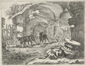 Quattro cani presso una rovina da Anonymous