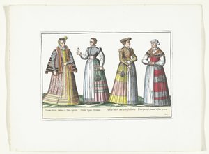 Quattro donne vestite secondo la moda tedesca, ca. 1580 da Anonymous
