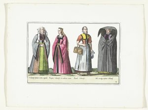 Quattro donne vestite secondo la moda tedesca, ca. 1580 da Anonymous