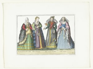 Quattro donne vestite secondo la moda italiana, ca. 1580 da Anonymous